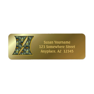 Monogram Initial H Daisies Art Return Address Label