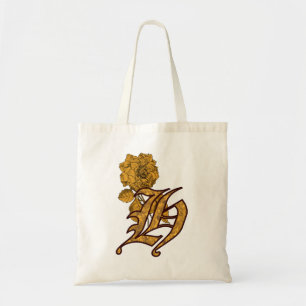 Monogram Initial H Elegant Gold Peony Flower Tote Bag
