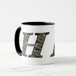 Monogram Initial H Hydrangea Flowers Personalised Mug