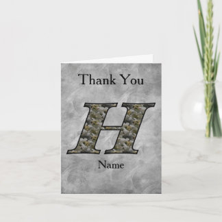 Monogram Initial H Hydrangea Flowers Personalised Thank You Card