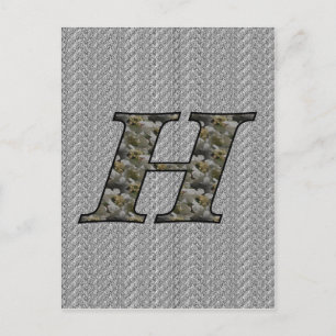Monogram Initial H Hydrangea Flowers Postcard