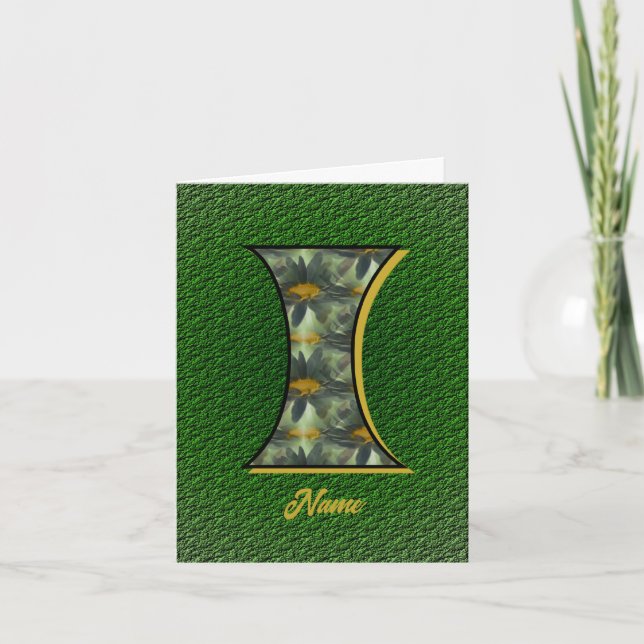 Monogram Initial I Daisies Art Personalised Note Card (Front)