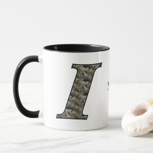 Monogram Initial I Hydrangea Flowers Personalised Mug