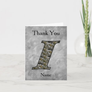 Monogram Initial I Hydrangea Flowers Personalised Thank You Card
