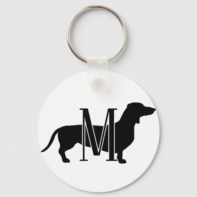 Monogram Initial I Love Dachshunds Silhouette  Key Ring (Front)