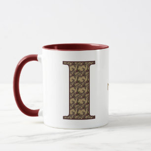 Monogram Initial I Vintage Floral Personalised Mug