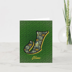 Monogram Initial J Daisies Art Personalised Note Card