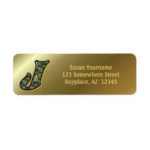 Monogram Initial J Daisies Art Return Address Label