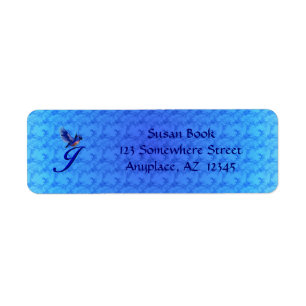 Monogram Initial J Elegant Bluebird Address Label Return Address Label