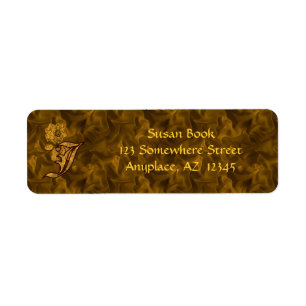 Monogram Initial J Gold Peony Return Address Label