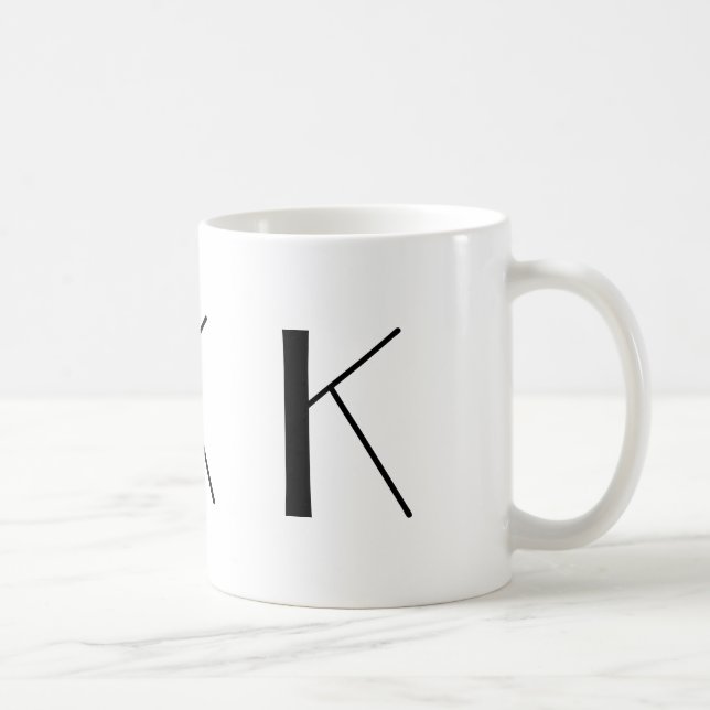 Monogram Initial K Black & White Modern Coffee Mug (Right)