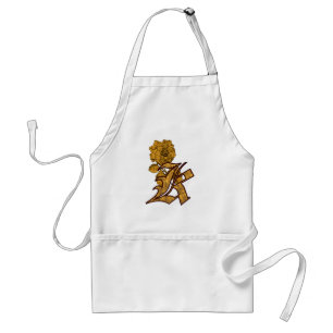 Monogram Initial K Elegant Gold Peony Flower Standard Apron