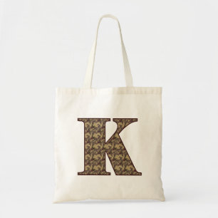 Monogram Initial K Elegant Vintage Floral Tote Bag
