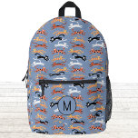 Monogram Initial Kitty Cat Personalised Printed Backpack<br><div class="desc">Lots of lovely little cats for animal lovers.  Original art by Nic Squirrell. Change the monogram initial to personalise.</div>