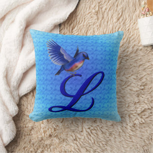 Monogram Initial L Bluebird American MoJo Pillow