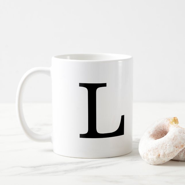 Monogram Initial L Classic Mug, 11 oz Coffee Mug (With Donut)