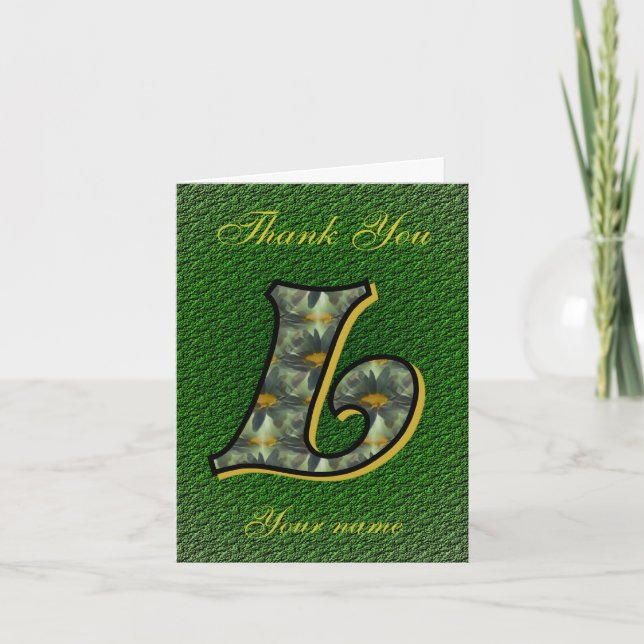 Monogram Initial L Daisies Art Personalised Thank You Card (Front)