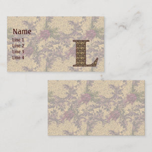 Monogram Initial L Elegant Vintage Floral Business Card