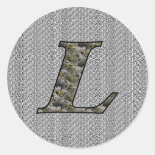 Monogram Initial L Hydrangea Flowers Classic Round Sticker