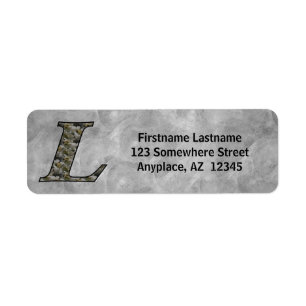 Monogram Initial L Hydrangea Return Address Label