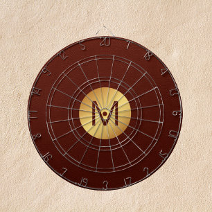Monogram Initial l Modern Red & Gold Game Room Dartboard