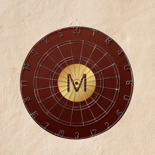 Monogram Initial l Modern Red & Gold Game Room Dartboard (Creator Uploaded)