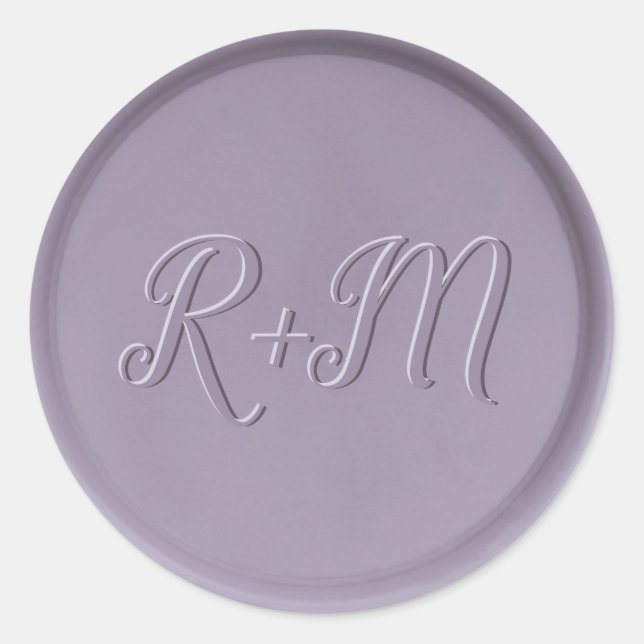 Monogram Initial Lavender Wax Seal Sticker (Front)