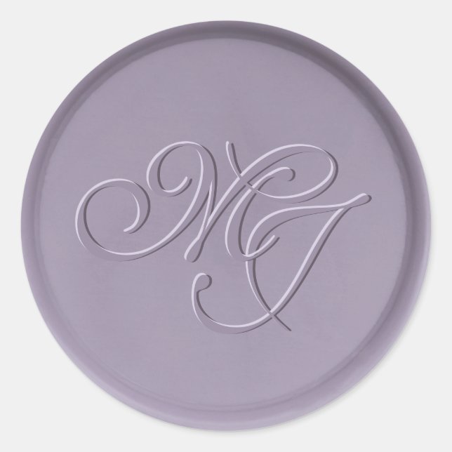 Monogram Initial Lavender Wax Seal Sticker (Front)