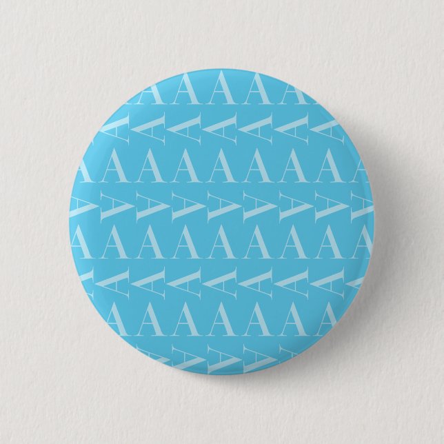 Monogram Initial Letter A, Aqua Blue 6 Cm Round Badge (Front)