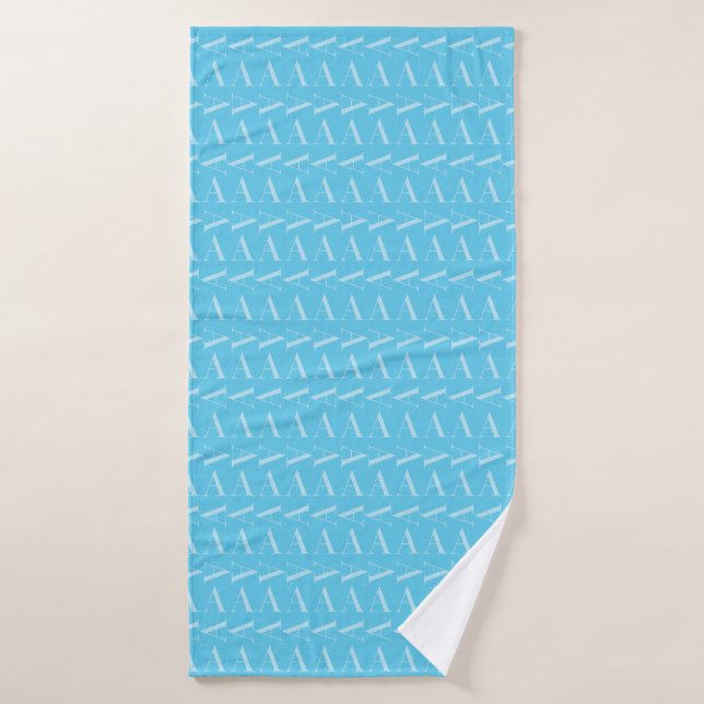 Monogram Initial Letter A, Aqua Blue Bath Towel (Bath Towel)