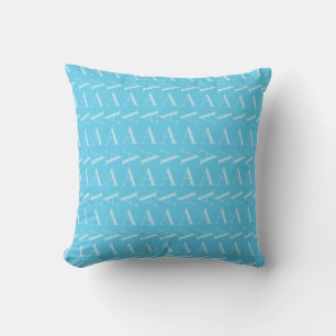 Monogram Initial Letter A, Aqua Blue Cushion