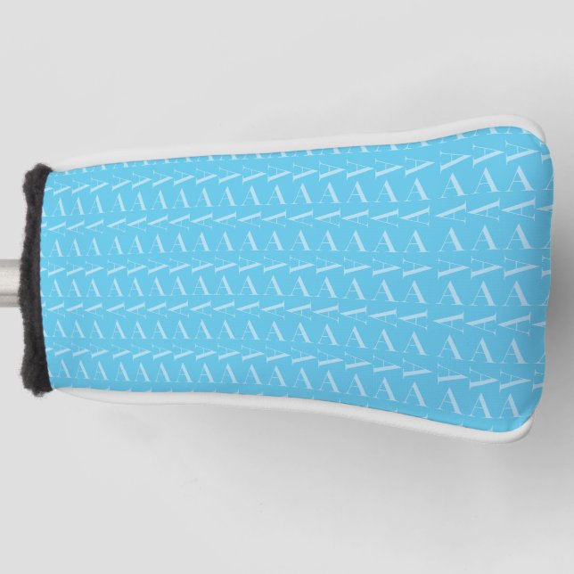 Monogram Initial Letter A, Aqua Blue Golf Head Cover (Front)