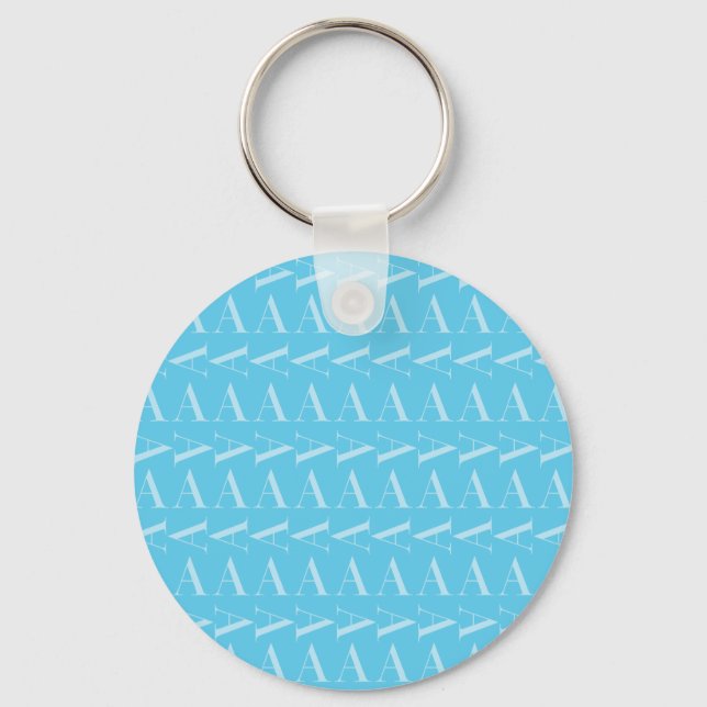 Monogram Initial Letter A, Aqua Blue Key Ring (Front)