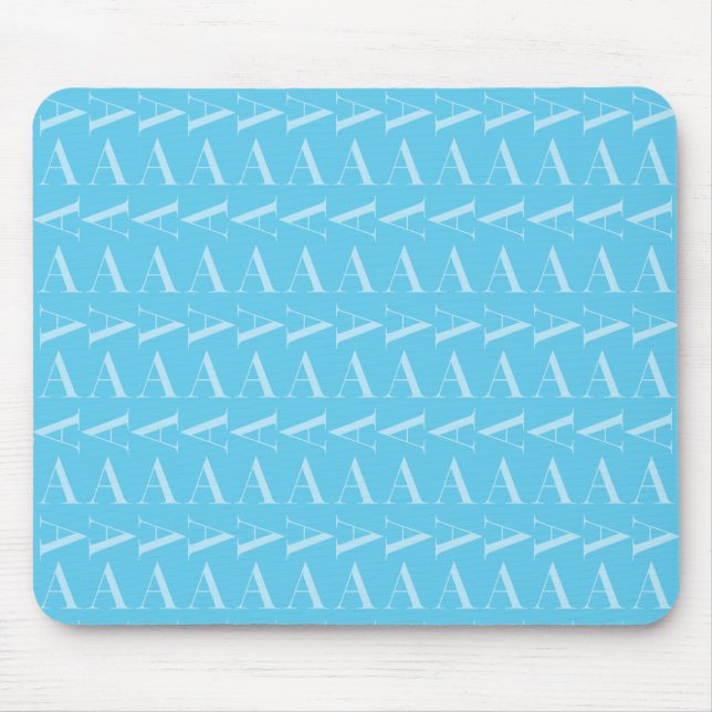Monogram Initial Letter A, Aqua Blue Mouse Pad (Front)