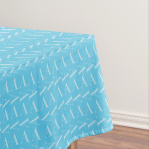 Monogram Initial Letter A, Aqua Blue Tablecloth