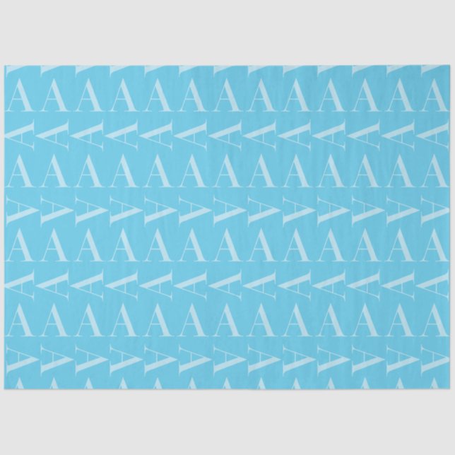 Monogram Initial Letter A, Aqua Blue Tissue Paper (Front)