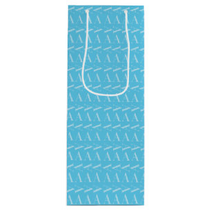 Monogram Initial Letter A, Aqua Blue Wine Gift Bag
