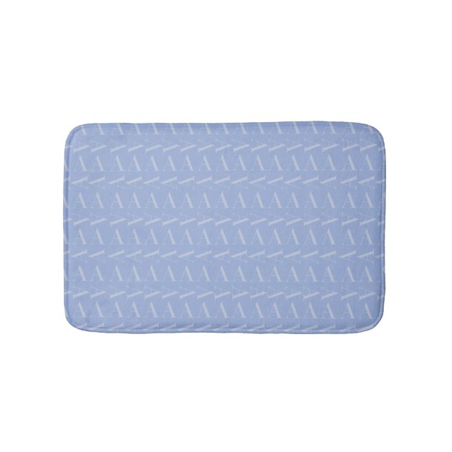 Monogram Initial Letter A, Blue Bath Mat (Front)