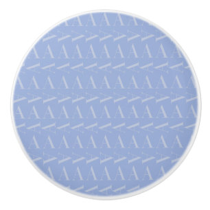 Monogram Initial Letter A, Blue Ceramic Knob
