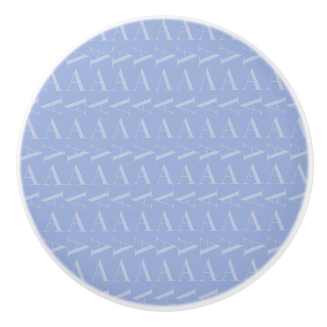 Monogram Initial Letter A, Blue Ceramic Knob (Front)