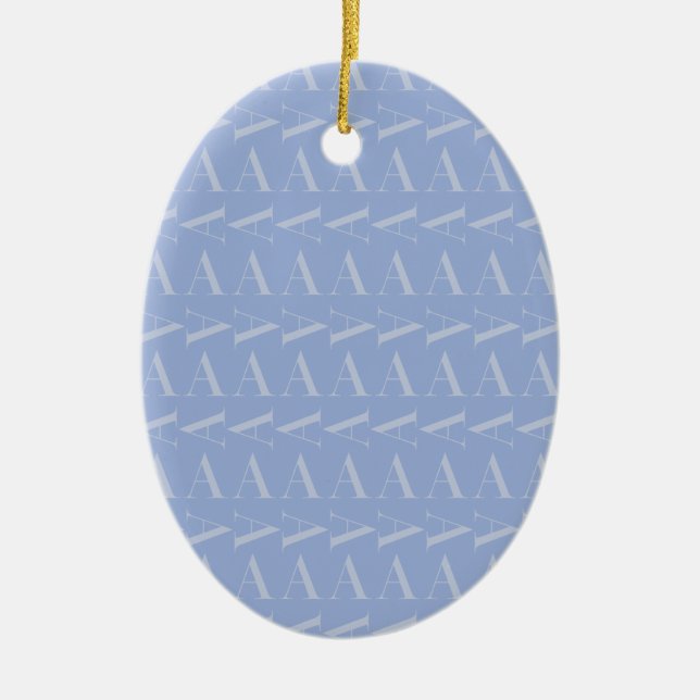 Monogram Initial Letter A, Blue Ceramic Ornament (Front)
