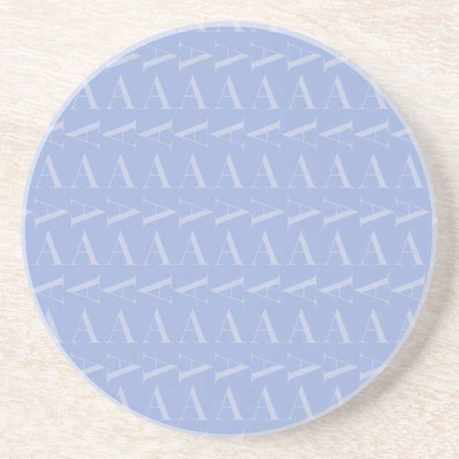 Monogram Initial Letter A, Blue Coaster (Front)