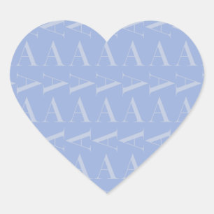 Monogram Initial Letter A, Blue Heart Sticker