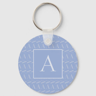 Monogram Initial Letter A, Blue Key Ring