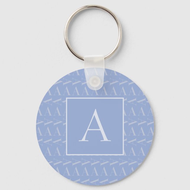 Monogram Initial Letter A, Blue Key Ring (Front)