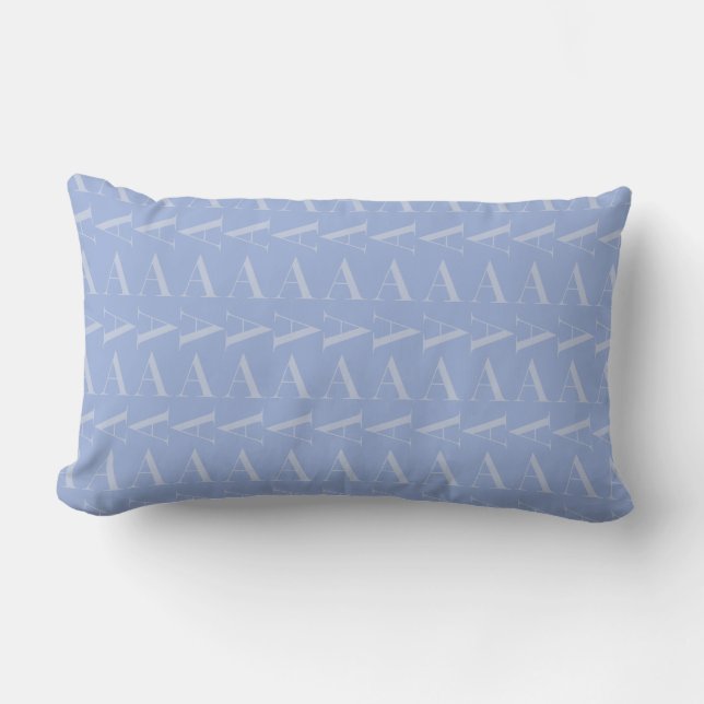 Monogram Initial Letter A, Blue Lumbar Cushion (Front)