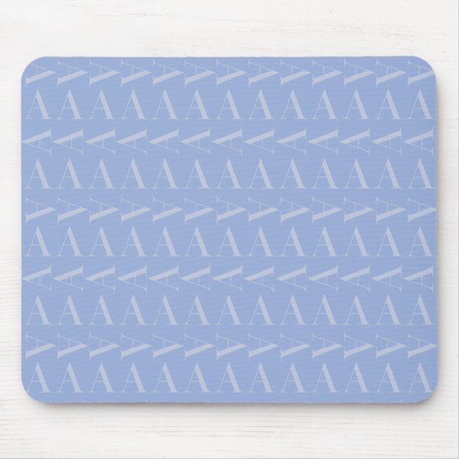 Monogram Initial Letter A, Blue Mouse Pad (Front)