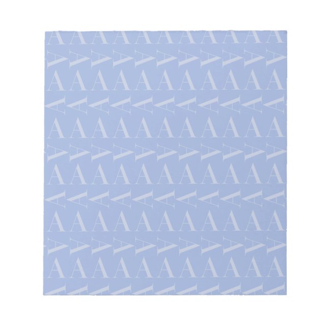 Monogram Initial Letter A, Blue Notepad (Front)