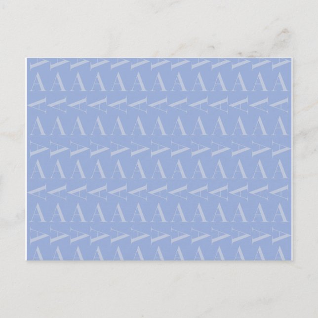 Monogram Initial Letter A, Blue Postcard (Front)