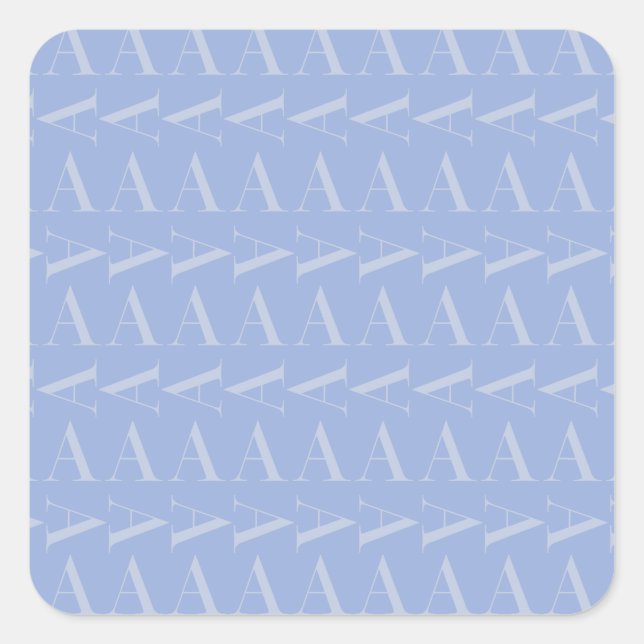 Monogram Initial Letter A, Blue Square Sticker (Front)